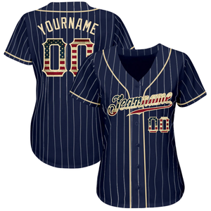 Men Navy White Pinstripe Baseball Jersey Button Front Team Shirt Performance <b>Athletic</b> Game Day Practice Sports Uniform Wear - Product Image 1