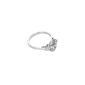 Anillo de Compromiso de Oro Sólido de 10K, 14K, 18K con Diamante Ovalado Cultivado en Laboratorio, Dos Diamantes Laterales en Forma de Pera, Anillo de Tres Piedras con Certificado IGI - Product Image 3
