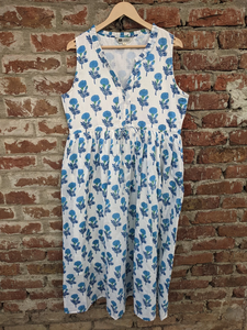 Vestido indio de algodón con estampado de bloque de mano, túnicas bordadas florales, vestido largo Maxi, estilo informal, ropa India - Product Image 5