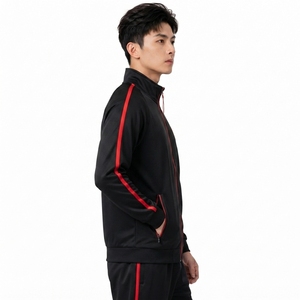 Premium <b>Men</b> <b>Track</b> <b>Jacket</b> Lightweight Polyester Fabric Breathable Construction Full Zip Front Elastic Cuffs Comfortable Athletic - Product Image 4