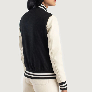 Chaqueta Varsity para Mujer de Color Sólido con Logotipo Personalizado, Diseño de Última Moda, Fabricada en Fábrica, Nueva Llegada, MOQ Bajo - Product Image 2