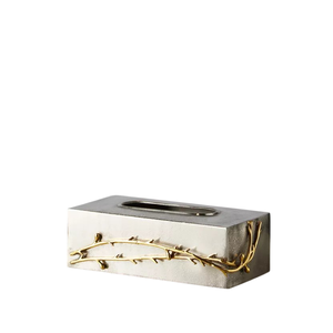 Boîte à mouchoirs rectangulaire en métal chromé de design haut de gamme pour comptoir de salle de bain, décoration de table à la maison et au bureau - Product Image 1