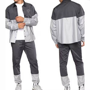 Ensemble de course pour homme coupe-vent avec veste à poignets élastiques et pantalon assorti, en polyester respirant - Product Image 1