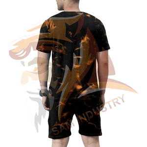 Conjunto de Dos Piezas para Hombre, Verano, Casual, Transpirable, Color Sólido, Personalizado, Tela Elástica, Sublimado - Product Image 2