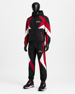Ensemble de survêtement sportif Fly Humble pour homme, coupe-vent, respirant, en polaire, avec col montant et blocs de couleur noir, rouge et blanc - Product Image 5