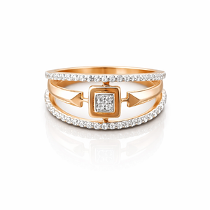 Anillo de Doble Banda con Circonita Cúbica de Corte Cuadrado en Oro de 18 Quilates Namivaa, Diseño de Flecha Geométrica para Mujer, Anillo de Lujo para Boda, Compromiso, Fiesta - Product Image 1