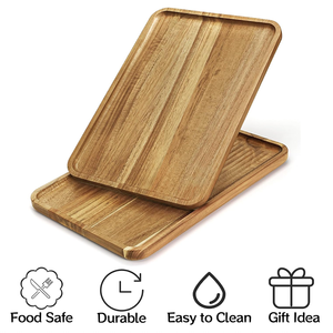Factory Wholesale Wooden Tray with Raised Edge, <b>Solid</b> <b>Wood</b> Organizer Tray for <b>Desk</b> Storage Kitchen and Serving Use - Product Image 2