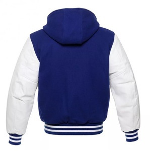 Men's Red Blue Varsity <b>Jacket</b> PU <b>Leather</b> Sleeve Preppy Style Turn-down Collar Button Closure Autumn Wear - Product Image 4