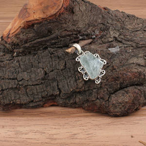 Natural Aquamarine Vintage Bezel Setting Row Pendant 925 Sterling Silver Platinum Plated <b>March</b> <b>Birthstone</b> <b>Necklace</b> Blue Gemstone - Product Image 2
