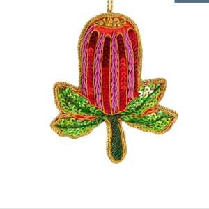Ornement de Noël artisanal Ziyan fait main, vintage, unisexe, en forme de lapin doré perlé, avec strass et feuilles vertes, à suspendre à l'arbre - Product Image 6