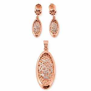 Namivaa, conjunto de joyería de filigrana de oro rosa de 18 quilates para mujer, colgante de diseño de alto brillo, pendientes colgantes, joyería de regalo para fiesta y boda - Product Image 2