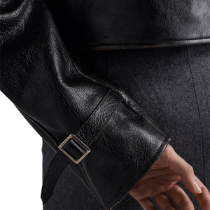 <b>Top</b> Luxury Women's Genuine Leather and Shearling Jacket Sheepskin Aviator <b>Coat</b> OEM Custom Private Leather <b>top</b> Label Manufacturer - Product Image 5