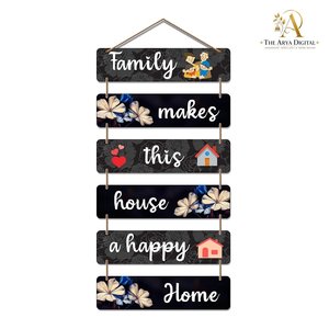 Décoration murale encadrée - Artvibes Family Makes This House Happy, support mural décoratif en MDF pour salon et couloir - Product Image 3