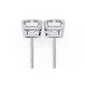 Pendientes de Plata 925 con Moissanita Corte Esmeralda de 7.5x5 mm, 2.3 CTW, Engaste Clásico Tipo Cesta, Joyería Fina Elegante - Product Image 5