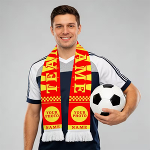 Écharpes de football tricotées double face en acrylique pour supporters des équipes nationales, avec service OEM - Product Image 4