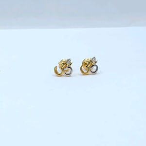 Elegant 22K <b>Gold</b> Om Stud <b>Earrings</b> with Diamond Accent Stylish Spiritual Designer Jewellery for Women Daily Wear - Product Image 1