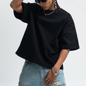 T-shirt court surdimensionné 100 % coton personnalisé pour homme, coupe classique, impression sérigraphique, écologique, respirant, mode décontractée - Product Image 1