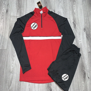 Conjunto Deportivo para Hombre 2025, Dos Piezas, Personalizado, Estilo Academia, Dri-Fit, para Entrenamiento, Rojo/Negro, Tallas S-L, Nuevo - Product Image 1