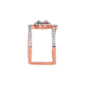 Anillo de Diamantes en Oro Rosa de 14K, Anillo del Valor Eterno de Diamantes al Amanecer y Corona de Bronce, Anillo del Escudo Real de Diamantes al Fuego y Oro - Product Image 4