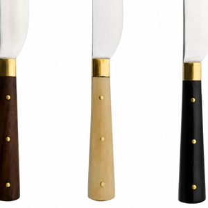 Cuchillos de Cocina con Mango Tricolor y Hojas Plateadas Puntiagudas, Empuñaduras Remachadas en Color Marfil, Marrón y Negro para Cortar Carne y Preparar Alimentos - Product Image 5