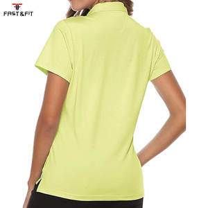 Chemises de golf pour femmes à manches courtes en coton 100% tricoté satiné, séchage rapide, avec logo personnalisé imprimé de haute qualité - Product Image 3