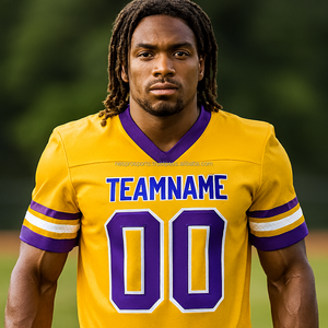 Ventes chaudes Applique Broderie OEM Vente en gros Logo personnalisé Maillots de football américain Uniformes Vêtements de sport d'équipe Polyester Été Respirant - Product Image 6