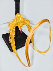 Collar de Oro Amarillo Sólido de 22K, Collar Tradicional de la India del Sur con Diseño de Templo Lakshmi para Novias - Product Image 3