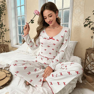 Ensemble de pyjama décontracté et confortable pour femme en mélange de coton écologique, séchage rapide, respirant, manches courtes, idéal pour l'été – Prix abordable - Product Image 2