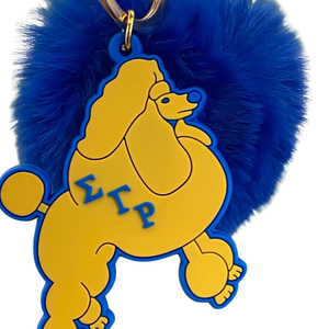 Sigma Gamma Rho Poodle Keychain Fur Pom Pom Keyring Women Greek Letter <b>Bag</b> Charm Stylish Accessory - Product Image 2