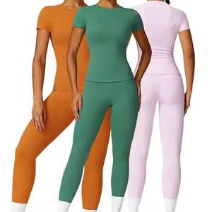 T-shirt de sport pour femme, col rond, super extensible, coupe ajustée, séchage rapide, haut de yoga, vêtements de sport pour la gym et l'entraînement - Product Image 4