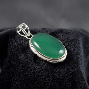 Green Onyx 925 Sterling Silver Handmade Pendant Natural Gemstone Oval Cabochon Elegant Jewelry Wholesale - Product Image 6