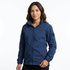 Men's Windproof Zipper <b>Jacket</b> Solid Color Stand Collar Casual Polyester Outerwear Autumn Wear Left Sleeve Logo - Product Image 5