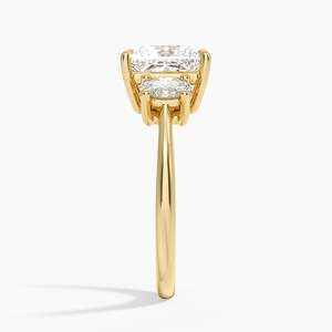Anillo de Diamantes con Corte Princesa, Diamante Cultivado en Laboratorio, Anillo de Compromiso de Tres Piedras con Piedra Lateral Ovalada en Oro de 14K y 18K, Joyería Fina de Lujo - Product Image 5