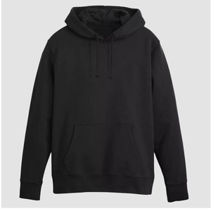 Sweat-shirt à capuche pour homme, noir, coupe classique, couleur unie, coton, vêtements d'automne, sweat-shirt décontracté en molleton français, poche avant - Product Image 1