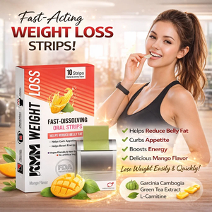 Tiras Orales de Disolución Rápida para Pérdida de Peso, Sabor Mango, Supresor del Apetito, Reductor de Grasa Abdominal, Impulsor de Energía, Suplemento Dietético - Product Image 1