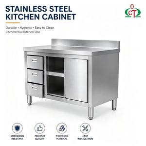 Armoire <span class=keywords><strong>de</strong></span> <span class=keywords><strong>cuisine</strong></span> en acier inoxydable, <span class=keywords><strong>plan</strong></span> <span class=keywords><strong>de</strong></span> <span class=keywords><strong>travail</strong></span> avec porte coulissante et tiroir pour restaurant, hôtel, <span class=keywords><strong>cuisine</strong></span> - Product Image 1