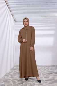 OEM Custom Logo Modest Muslim Women Long Sleeve Button Regular Fit Full Length Lightweight Handmade <b>Plus</b> <b>Size</b> Georgette - Product Image 3