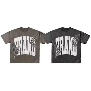 ออกแบบชุดเซ็ตเสื้อยืดและกางเกงขาสั้นสกรีนลายสำหรับผู้ชาย ผ้าฝ้าย 100% สไตล์สตรีทแวร์ 2 ชิ้น สีซีดแบบซันเฟด ขายดีที่สุด รับผลิตแบบ OEM - Product Image 6