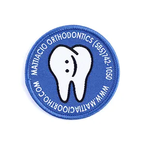 Parche Bordado Circular de Ortodoncia Mattiacio, Tela Termoadhesiva con Diseño de Dientes, Color Azul, para Regalos - Product Image 1