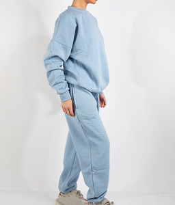 Ensemble deux pièces pour femme, grande taille, vintage, hiver, avec logo personnalisé, broderie unie et dentelle, comprenant des sweats à capuche, des sweat-shirts et des survêtements, coupe oversize légère - Product Image 3