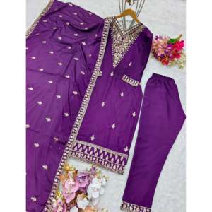 Ensemble de costumes de fête pour femmes de créateur comprenant un magnifique haut Dupatta-Pent - Product Image 3