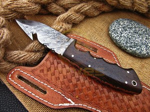 Couteau de chasse artisanal sur mesure, lame en acier Damas de haute qualité, manche en bois naturel, couteau de survie pour le camping - Product Image 4