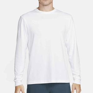 Camiseta de Manga Larga para Hombre, Color Sólido, de Alta Calidad, a la Moda, 100% Algodón, Transpirable, Cuello Redondo, en Oferta - Product Image 1