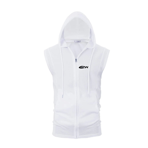 Men's Sleeveless Hooded Zip-Up Vest Solid Color Cotton Polyester Blend Casual Knitted <b>Sweatshirt</b> With Drawstring And Pockets - Product Image 1
