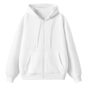 Sudadera con capucha de alta calidad para hombre, talla grande, con cremallera, estilo americano, corte holgado, color sólido, forro polar, gruesa, informal. - Product Image 4