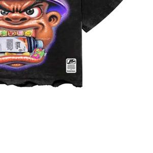 Brand <b>Men's</b> <b>Black</b> Oversized T-Shirt Cartoon Print Short Sleeve O-Neck Streetwear Jersey Fit - Product Image 4