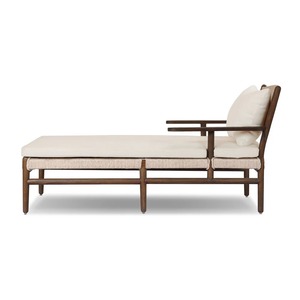 Chaise longue en teck de haute qualité avec coussin résistant aux intempéries, chaise d'extérieur pour piscine, jardin et complexe hôtelier - Product Image 4