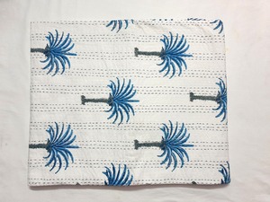 New Beautiful White Hand Block Print Kantha Quilt Indian Palm Tree Cotton Handmade <b>Bedspread</b> Kantha Bedding Kantha All size - Product Image 2