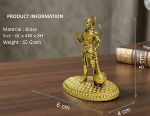 Jaipur Metals Pure Brass Hanuman Idol | 100% Brass <b>Religious</b> <b>Statue</b> | 6x4x8cm | 65g | Modern Design | Housewarming & Pooja Gift - Product Image 3