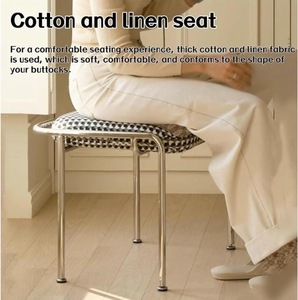 Premium Modern Metal Dressing <b>Stool</b> PU Leather Seat Makeup Vanity <b>Bedroom</b> Furniture Accent Entry Apartment Custom Finish Bulk - Product Image 6